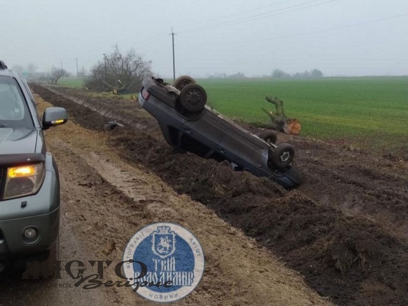 Біля Устилугу автівка злетіла з дороги та перекинулася 