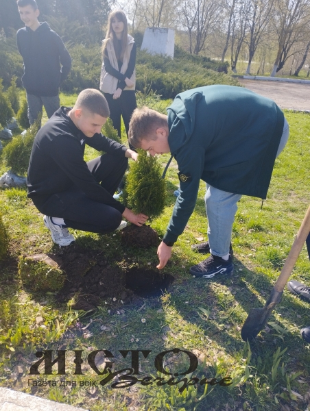 Випускники Привітненського ліцею висадили дерева на території закладу 