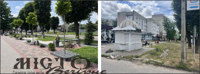 Біля «Спару» у Володимирі з’явилась зона відпочинку з лавками 