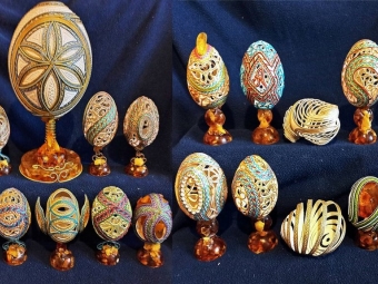 Майстер Анатолій Бойко з Володимира представив нову унікальну колекцію з 20 різьблених яєць 